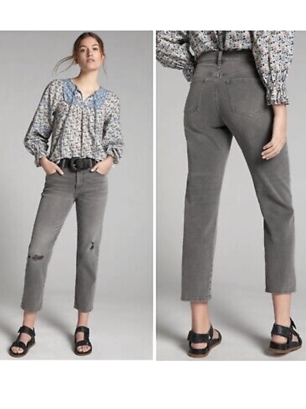Pilcro The Borrowed Boyfriend Jeans in Gray Wash Casual Denim 30